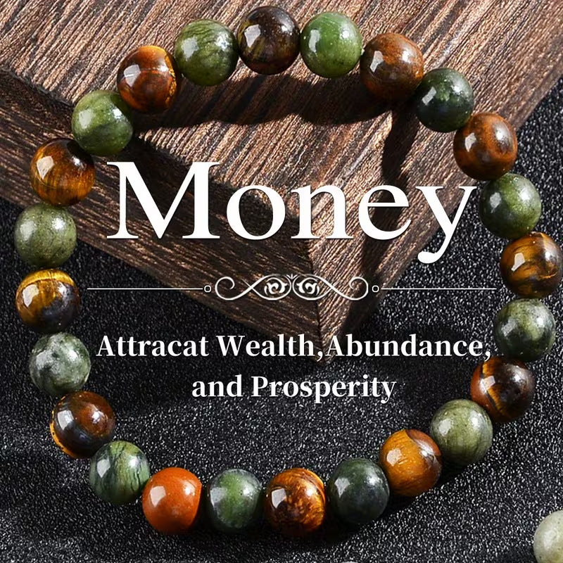 Natural Amethyst, Tiger Eye & Turquoise Healing Bracelet – Handmade Crystal Jewelry
