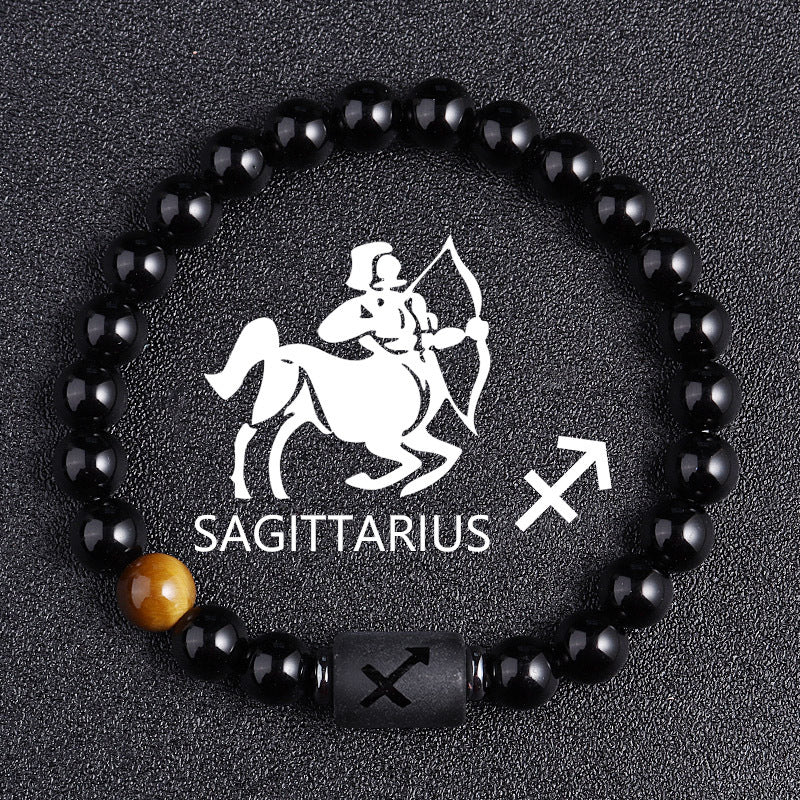 Luxury Zodiac Tiger Eye Bracelet – Handmade Black Glass Healing Jewelry