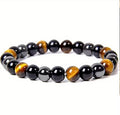Triple Protection Bracelet Set – Handmade Obsidian, Tiger’s Eye & Hematite Jewelry