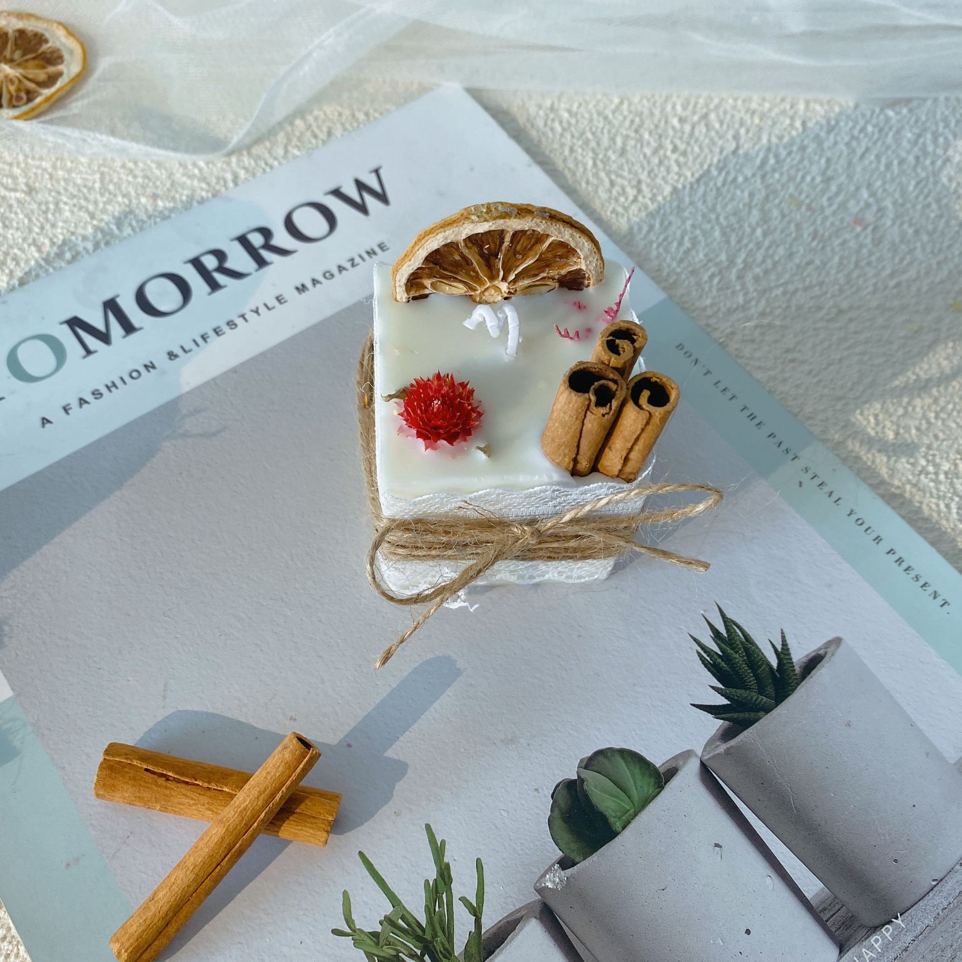Cinnamon Lemon Aromatherapy Candle – Indoor Round Cup Fragrance