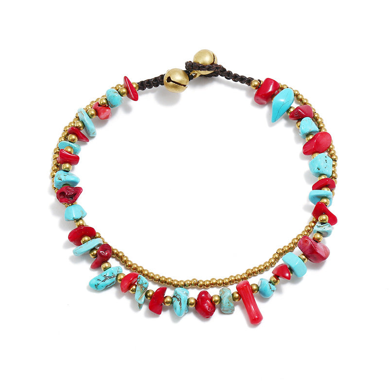 Natural Crushed Stone Anklet – Handmade Healing Crystal Jewelry