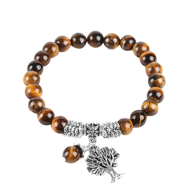 Handmade Tree of Life Natural Stone Bracelet – Spiritual Healing Crystal Jewelry