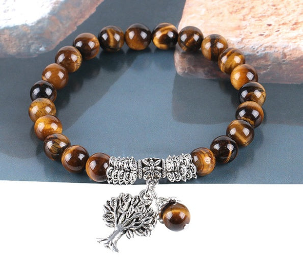 Handmade Tree of Life Natural Stone Bracelet – Spiritual Healing Crystal Jewelry