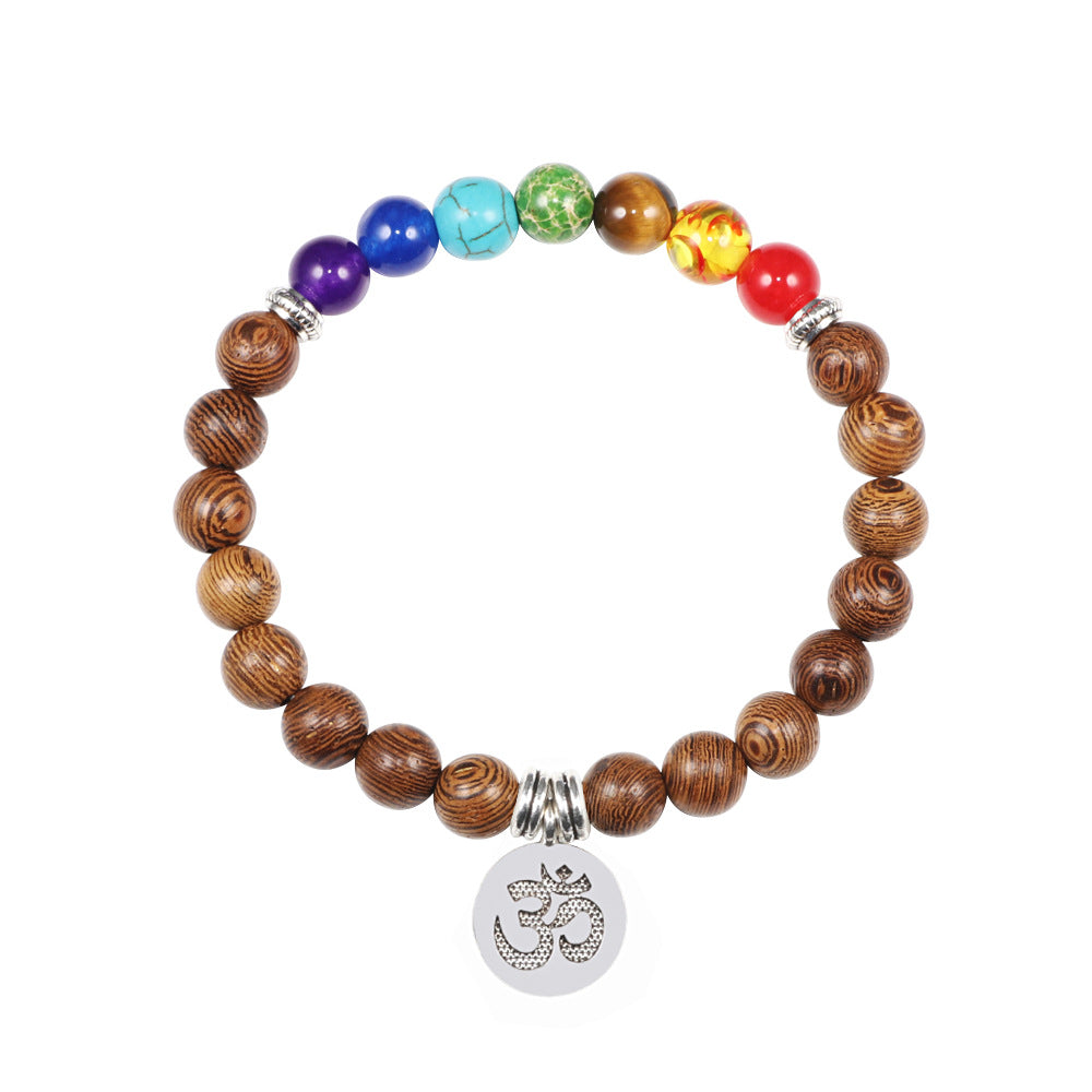Handmade Natural Stone 7 Chakra Healing Pendant Bracelet – Colorful Crystal Jewelry