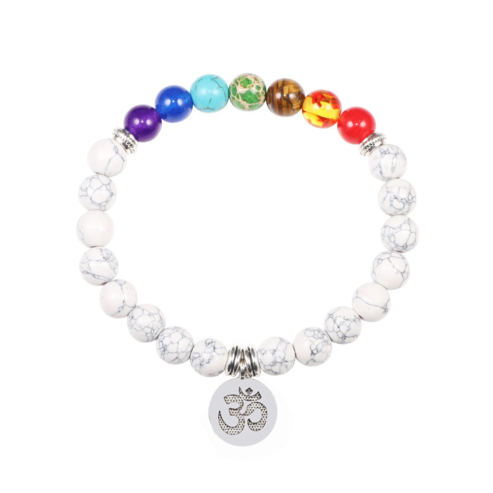 Handmade Natural Stone 7 Chakra Healing Pendant Bracelet – Colorful Crystal Jewelry