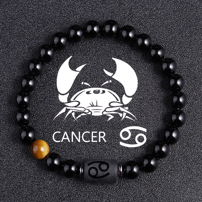 Luxury Zodiac Tiger Eye Bracelet – Handmade Black Glass Healing Jewelry
