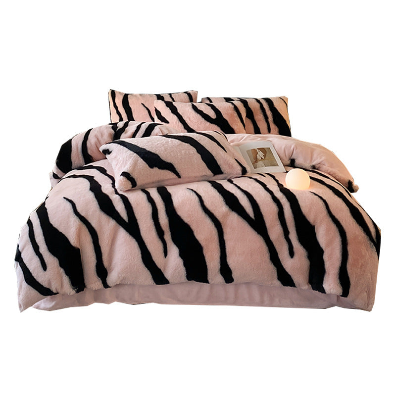 Leopard Print Milk Fiber Bedding Set – Luxury Quilt Cover 4-Piece Set