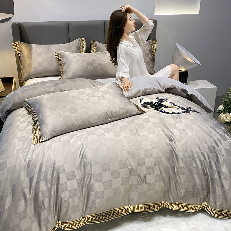 Luxury Silk Cotton Bedding Set – Fitted Sheet & Quilt Cover