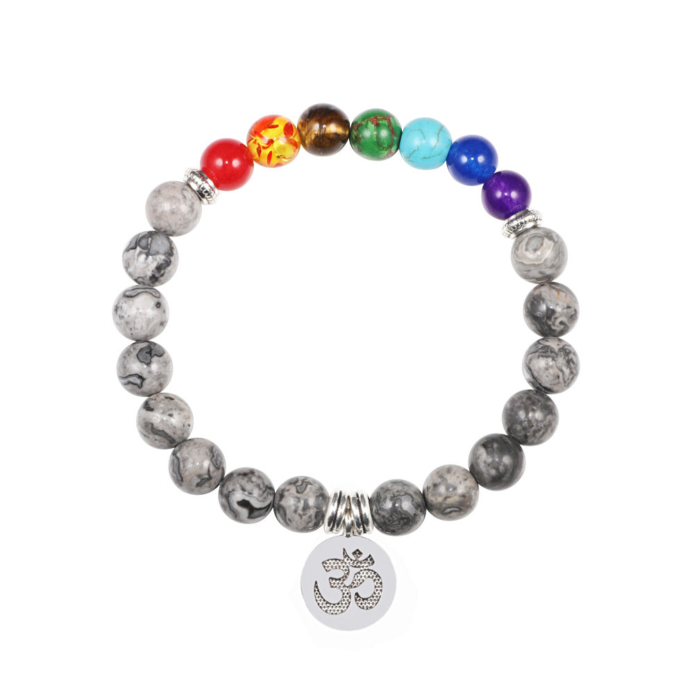 Handmade Natural Stone 7 Chakra Healing Pendant Bracelet – Colorful Crystal Jewelry