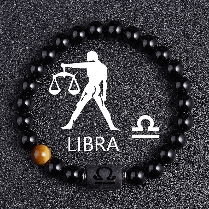 Luxury Zodiac Tiger Eye Bracelet – Handmade Black Glass Healing Jewelry