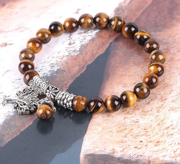 Handmade Tree of Life Natural Stone Bracelet – Spiritual Healing Crystal Jewelry