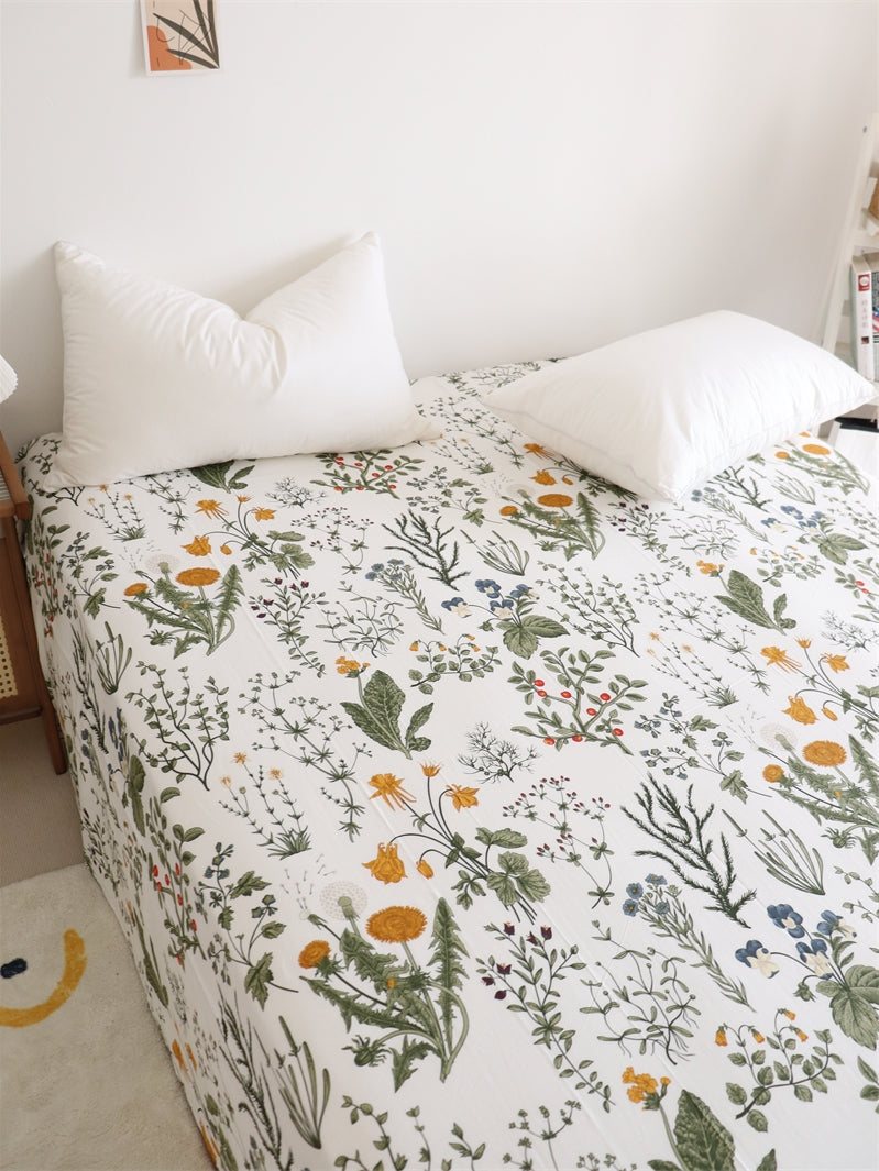 Dandelion Floral Pure Cotton Bedding Set – Soft Luxury Bed Sheets