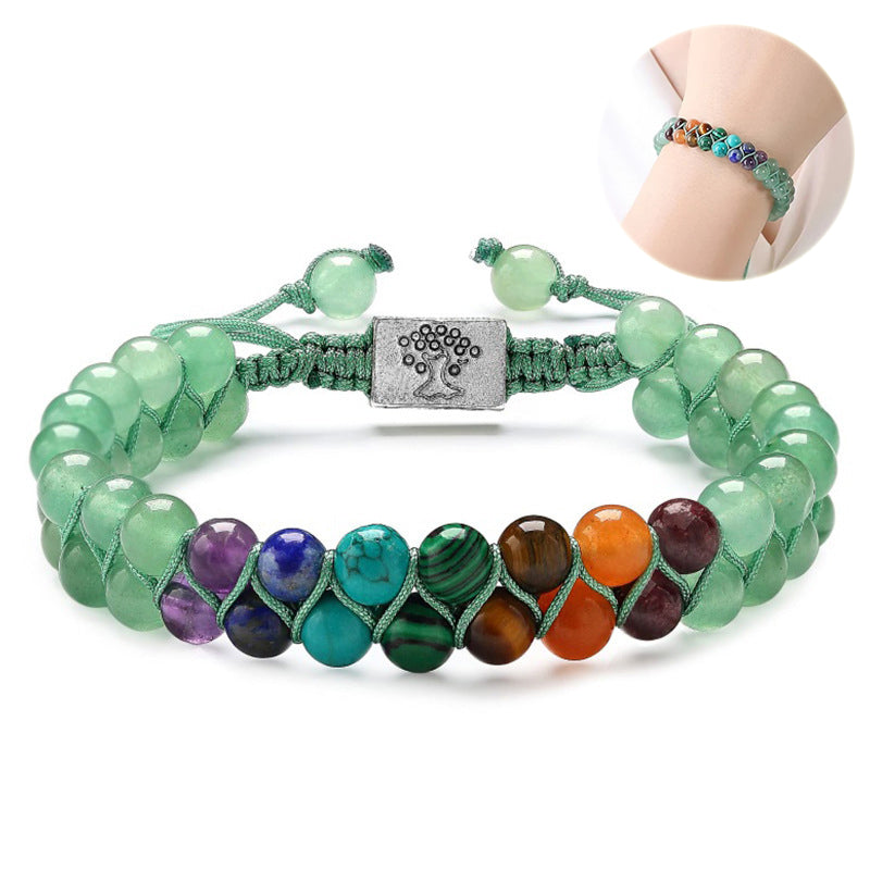 Handmade 7 Chakra Healing Crystal Bracelet – Natural Gemstone Double Layer Yoga Meditation Jewelry