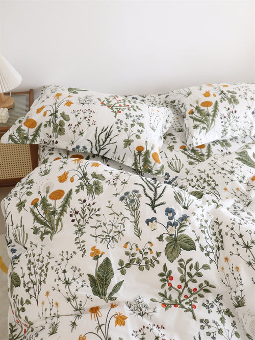 Dandelion Floral Pure Cotton Bedding Set – Soft Luxury Bed Sheets