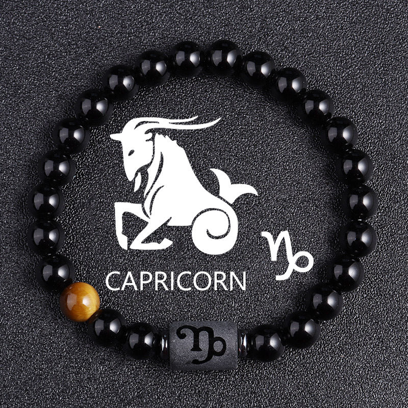 Luxury Zodiac Tiger Eye Bracelet – Handmade Black Glass Healing Jewelry