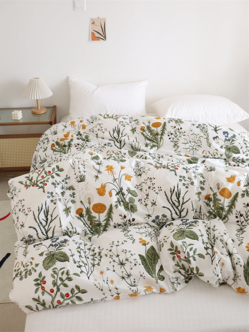 Dandelion Floral Pure Cotton Bedding Set – Soft Luxury Bed Sheets