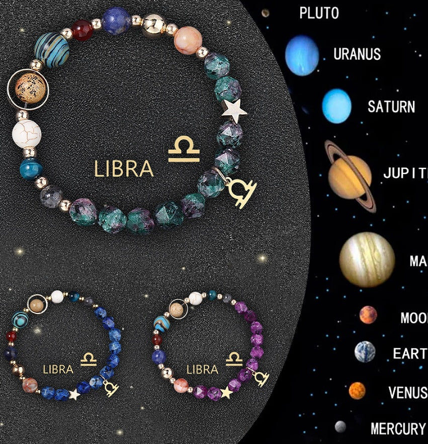 3PCS Handmade Crystal Stone Zodiac Sign Bracelets – Natural Healing Astrology Beaded Jewelry
