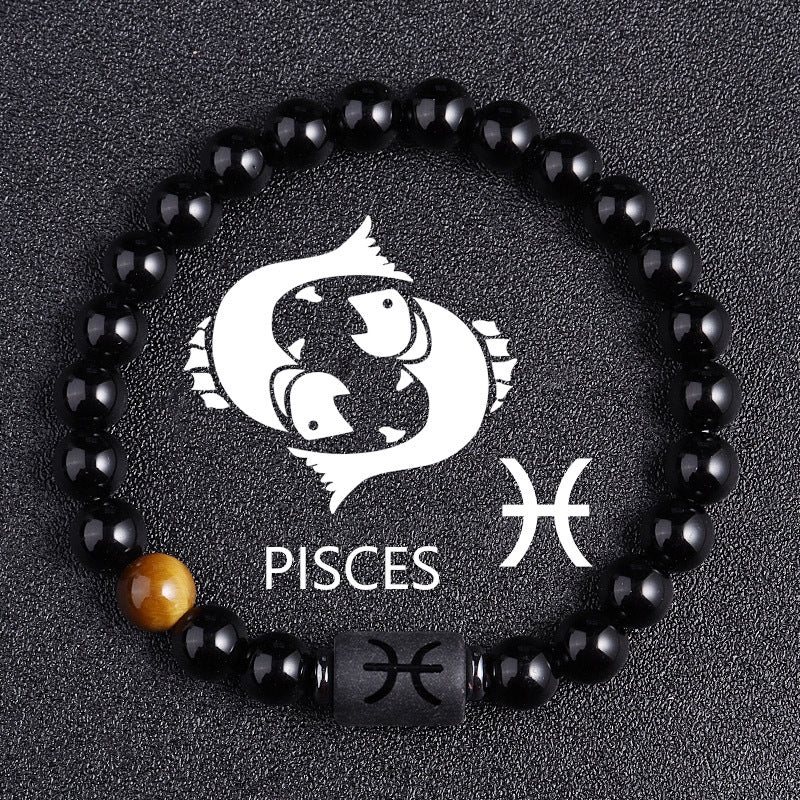 Luxury Zodiac Tiger Eye Bracelet – Handmade Black Glass Healing Jewelry