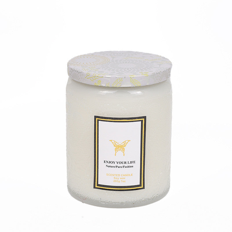 Luxury Embossed Glass Aromatherapy Candle – Handmade Soy Wax Gift
