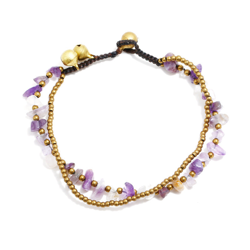 Natural Crushed Stone Anklet – Handmade Healing Crystal Jewelry