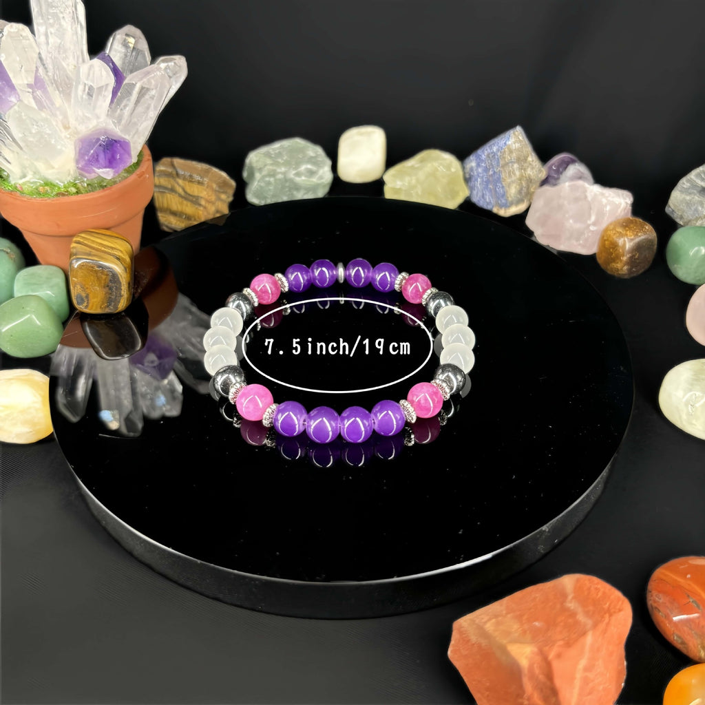 Luxury Muscovite, Hematite & Clear Quartz Bracelet – Healing Crystal Jewelry