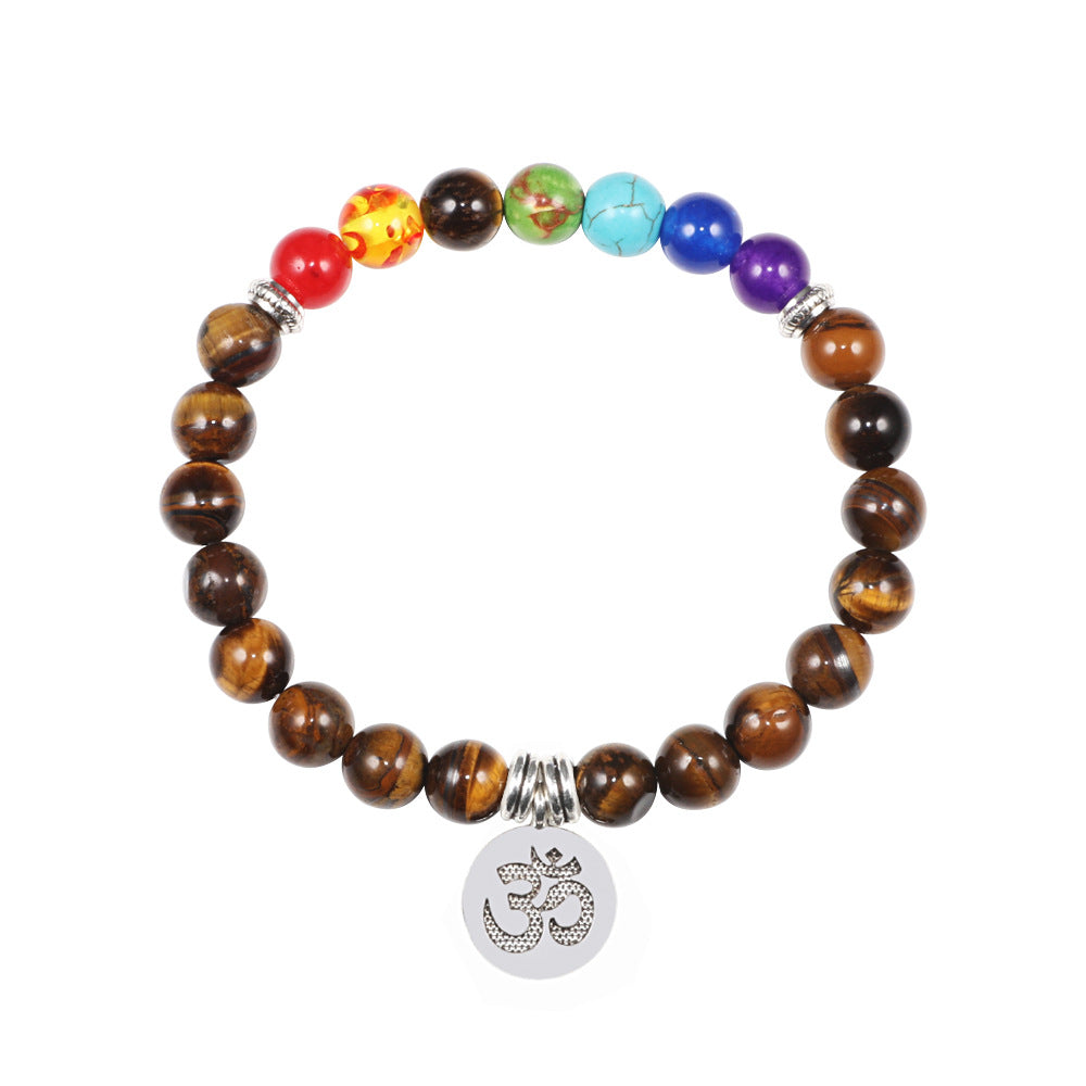 Handmade Natural Stone 7 Chakra Healing Pendant Bracelet – Colorful Crystal Jewelry