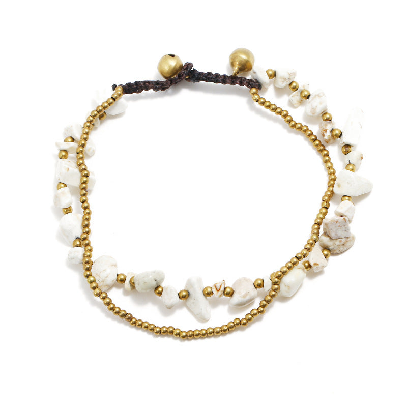 Natural Crushed Stone Anklet – Handmade Healing Crystal Jewelry