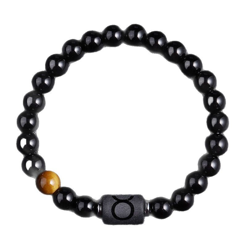 Luxury Zodiac Tiger Eye Bracelet – Handmade Black Glass Healing Jewelry