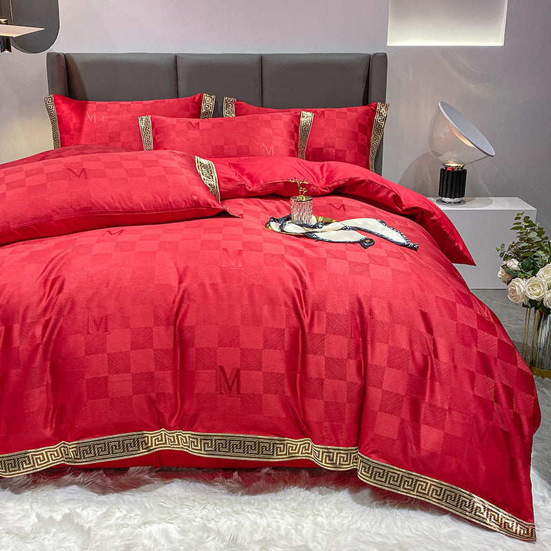 Luxury Silk Cotton Bedding Set – Fitted Sheet & Quilt Cover