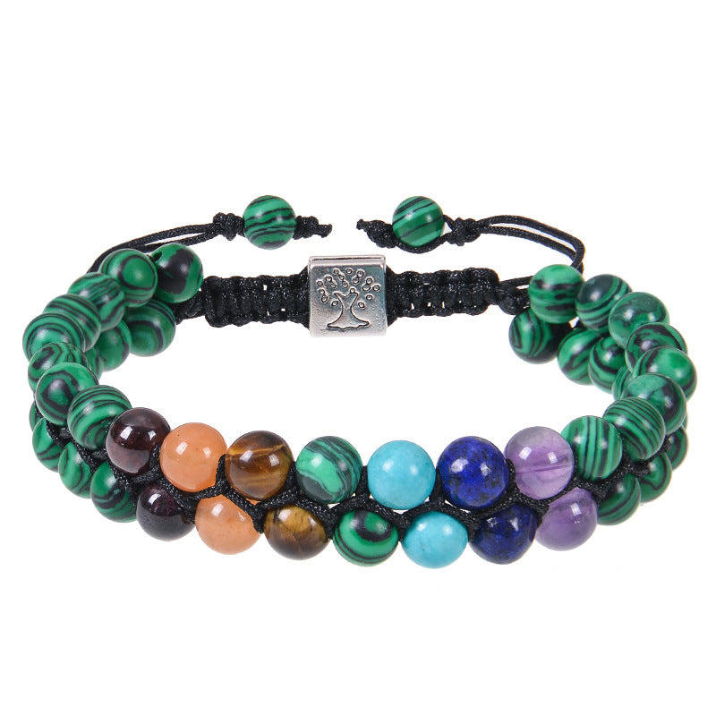 Handmade 7 Chakra Healing Crystal Bracelet – Natural Gemstone Double Layer Yoga Meditation Jewelry
