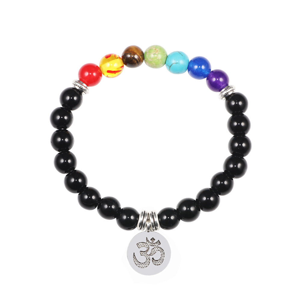 Handmade Natural Stone 7 Chakra Healing Pendant Bracelet – Colorful Crystal Jewelry