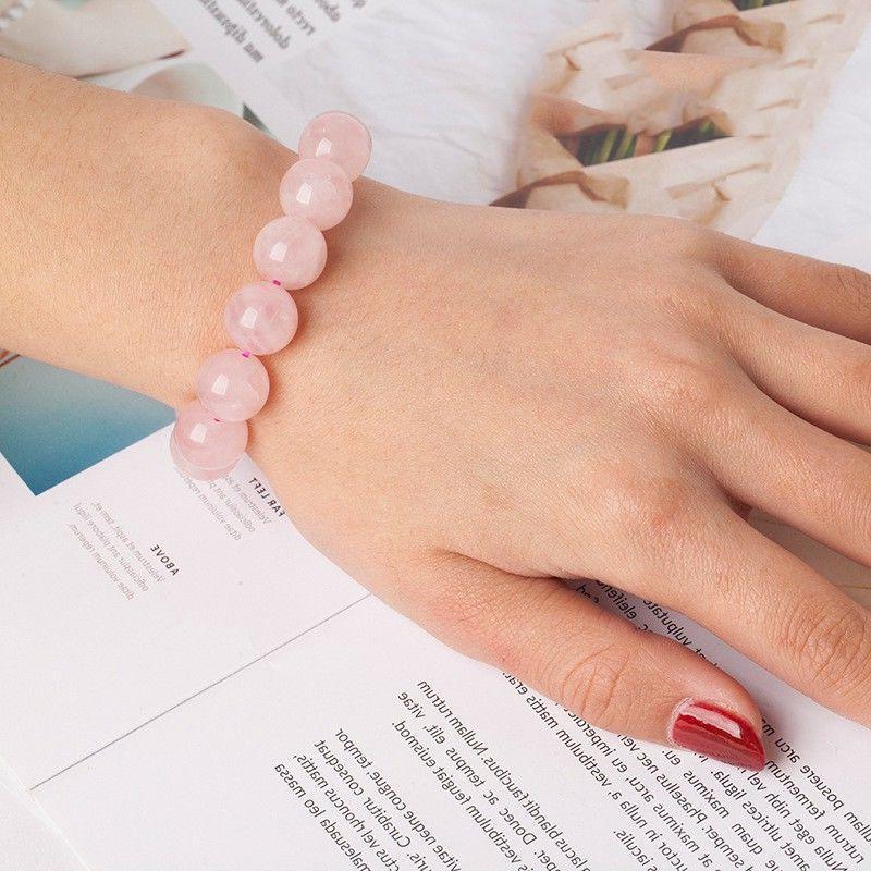Women’s Rose Quartz & Strawberry Quartz Healing Crystal Bracelet – Handmade Natural Beaded Jewelry