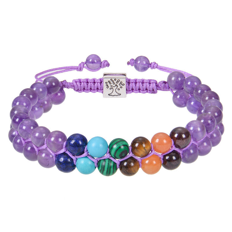 Handmade 7 Chakra Healing Crystal Bracelet – Natural Gemstone Double Layer Yoga Meditation Jewelry