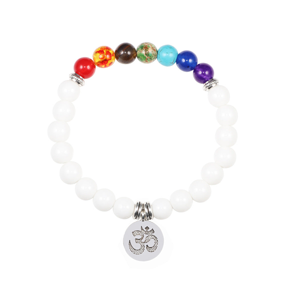Handmade Natural Stone 7 Chakra Healing Pendant Bracelet – Colorful Crystal Jewelry