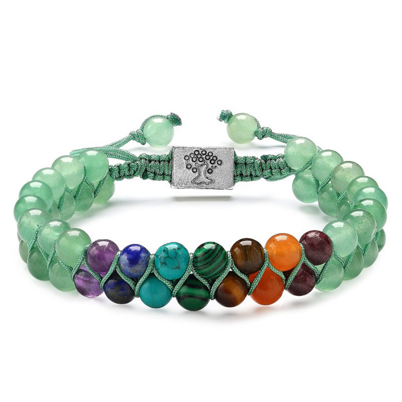 Handmade 7 Chakra Healing Crystal Bracelet – Natural Gemstone Double Layer Yoga Meditation Jewelry