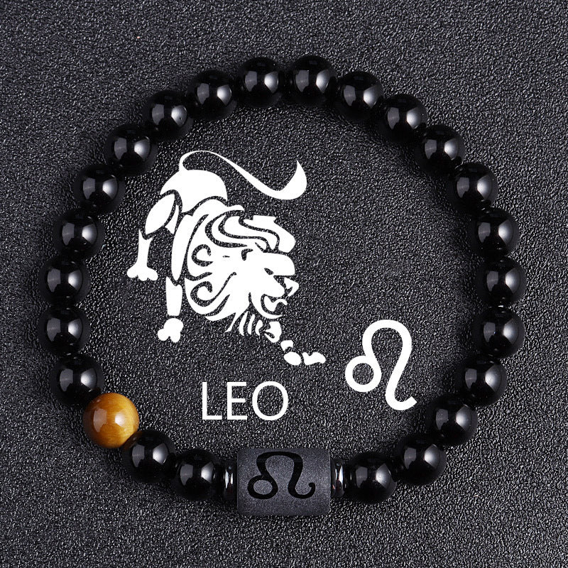 Luxury Zodiac Tiger Eye Bracelet – Handmade Black Glass Healing Jewelry