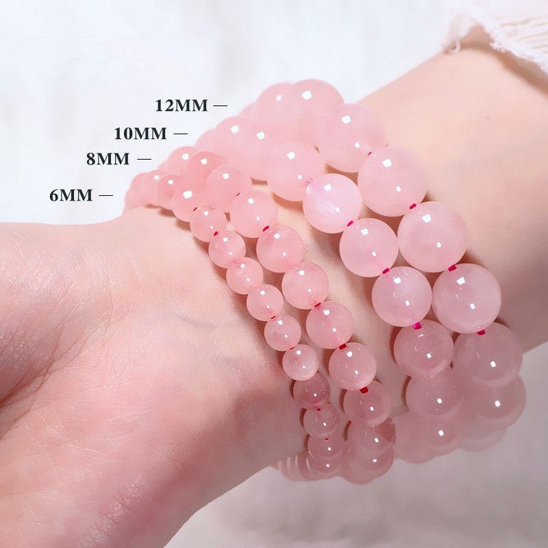 Women’s Rose Quartz & Strawberry Quartz Healing Crystal Bracelet – Handmade Natural Beaded Jewelry