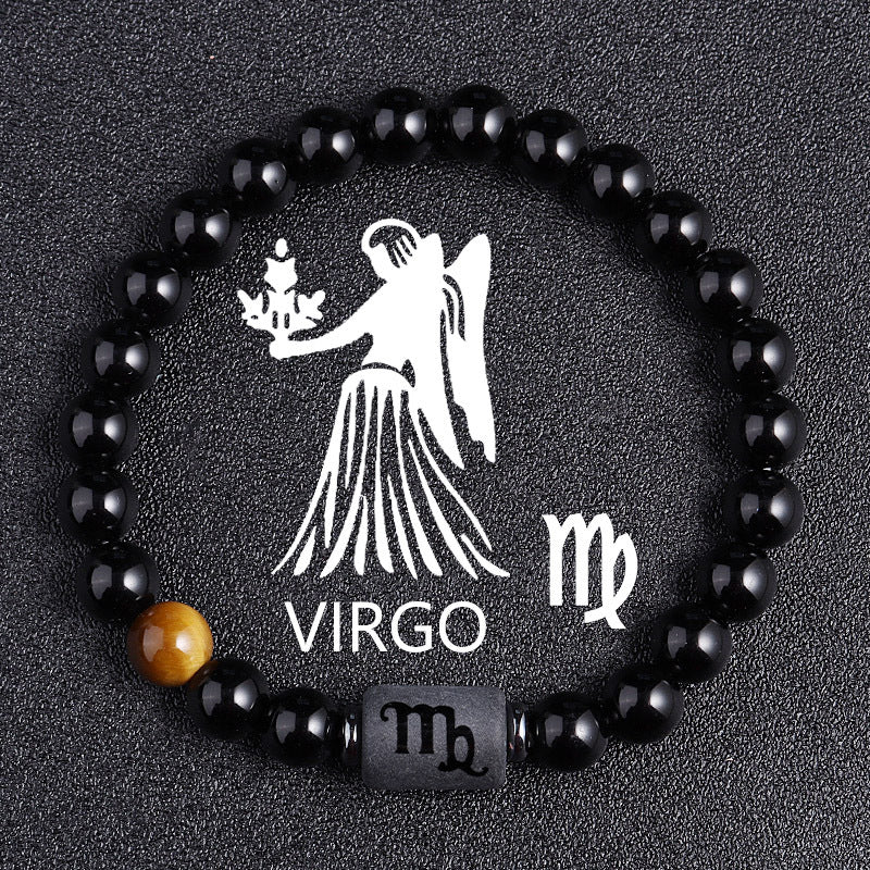 Luxury Zodiac Tiger Eye Bracelet – Handmade Black Glass Healing Jewelry