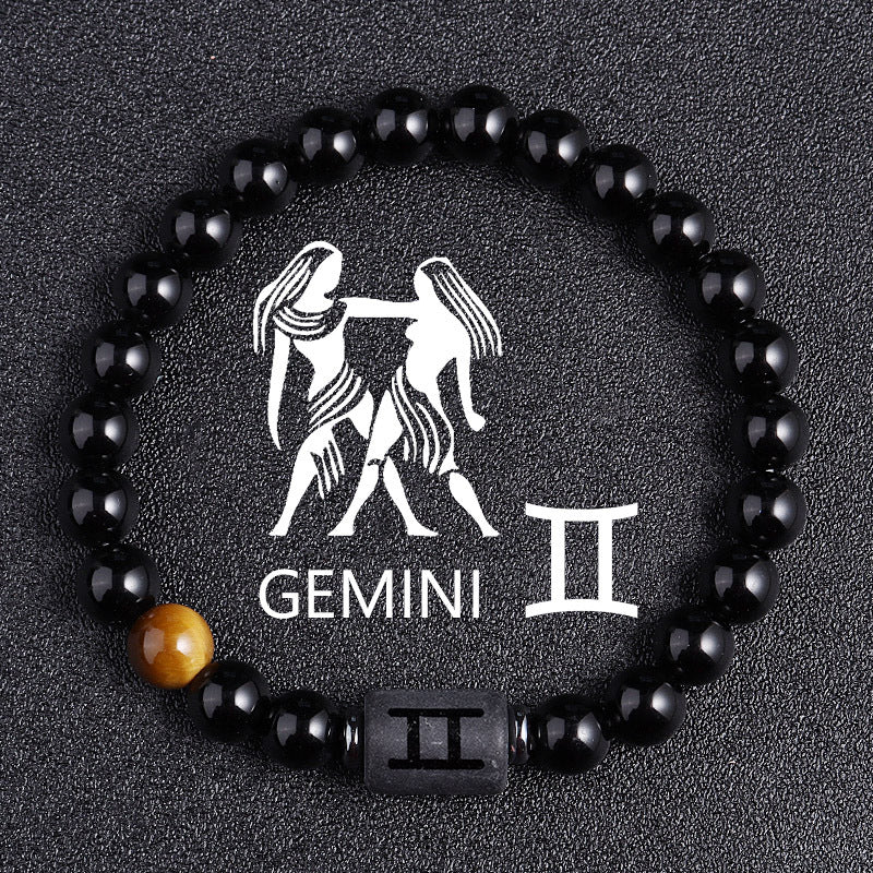 Luxury Zodiac Tiger Eye Bracelet – Handmade Black Glass Healing Jewelry