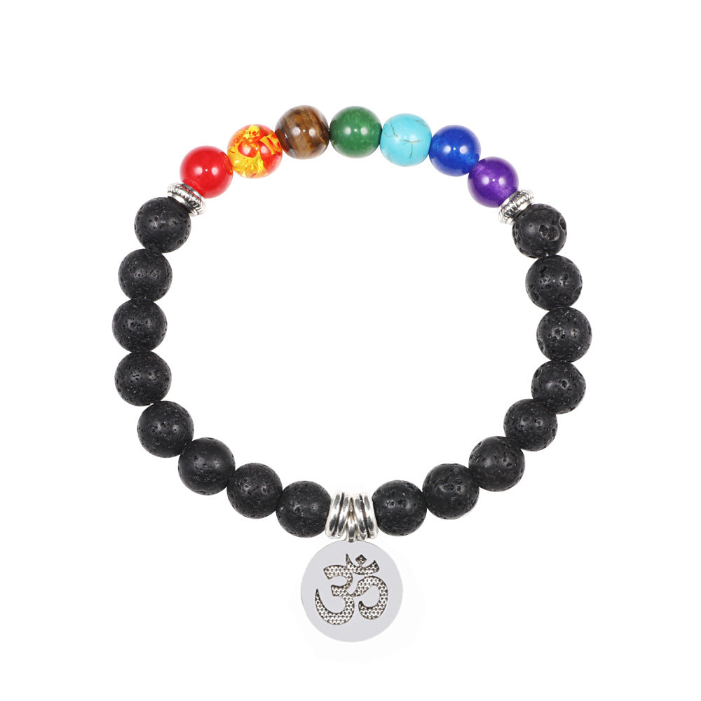 Handmade Natural Stone 7 Chakra Healing Pendant Bracelet – Colorful Crystal Jewelry