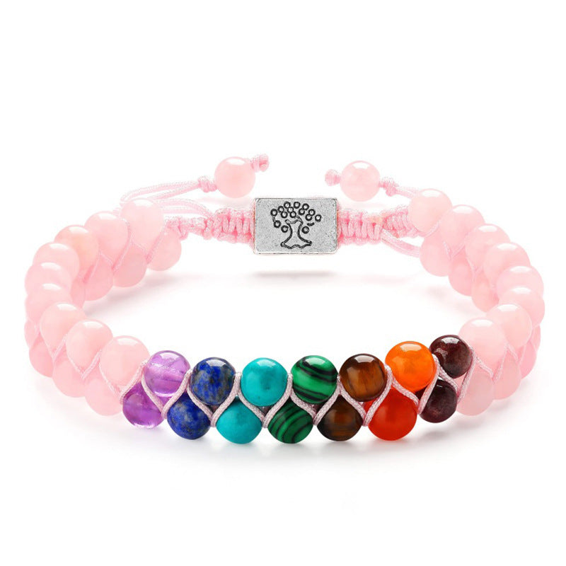 Handmade 7 Chakra Healing Crystal Bracelet – Natural Gemstone Double Layer Yoga Meditation Jewelry