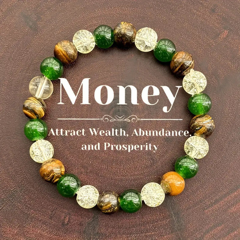 Natural Amethyst, Tiger Eye & Turquoise Healing Bracelet – Handmade Crystal Jewelry