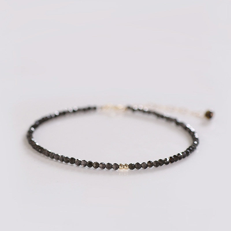 Ultra-Fine Natural Obsidian Anklet – Handmade Crystal Jewelry for Women