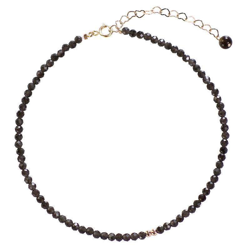 Ultra-Fine Natural Obsidian Anklet – Handmade Crystal Jewelry for Women