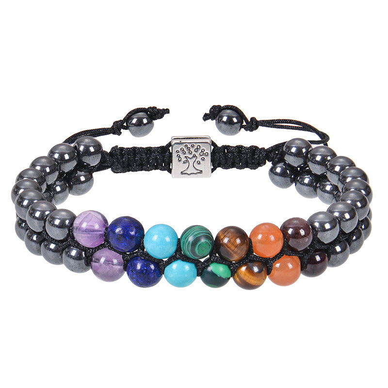 Handmade 7 Chakra Healing Crystal Bracelet – Natural Gemstone Double Layer Yoga Meditation Jewelry