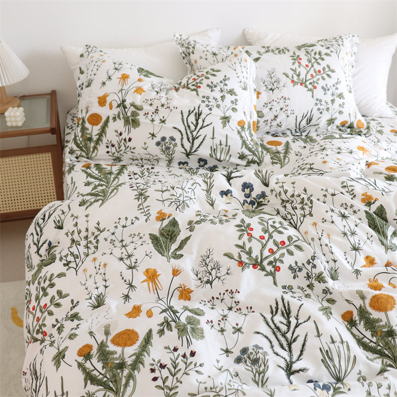 Dandelion Floral Pure Cotton Bedding Set – Soft Luxury Bed Sheets