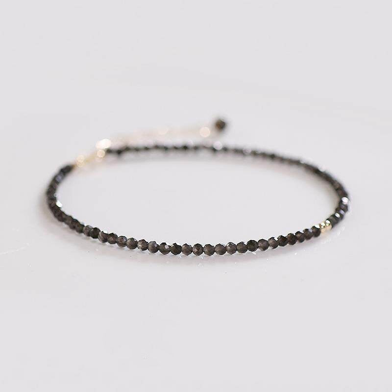 Ultra-Fine Natural Obsidian Anklet – Handmade Crystal Jewelry for Women
