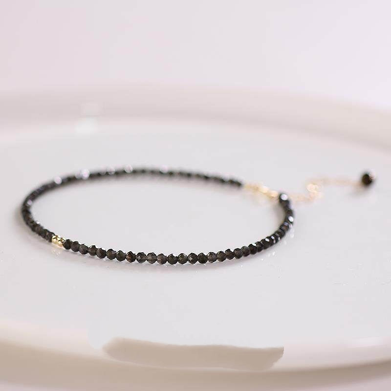 Ultra-Fine Natural Obsidian Anklet – Handmade Crystal Jewelry for Women