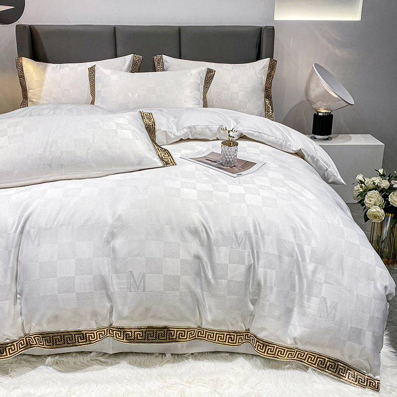 Luxury Silk Cotton Bedding Set – Fitted Sheet & Quilt Cover