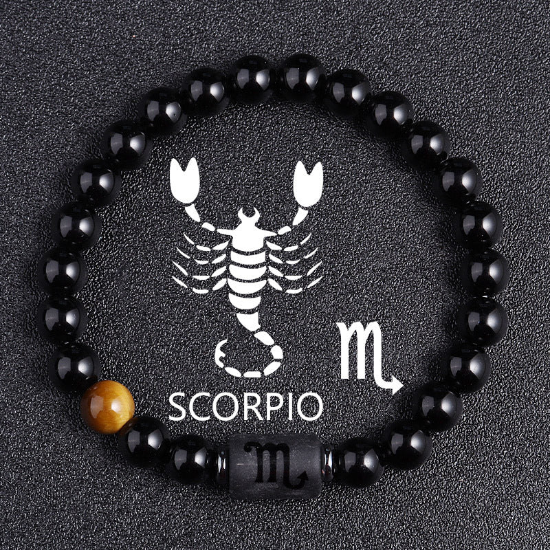 Luxury Zodiac Tiger Eye Bracelet – Handmade Black Glass Healing Jewelry